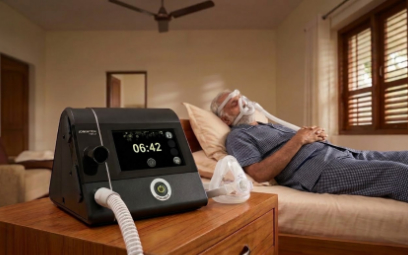 Home BiPAP rental machine setup for respiratory therapy
