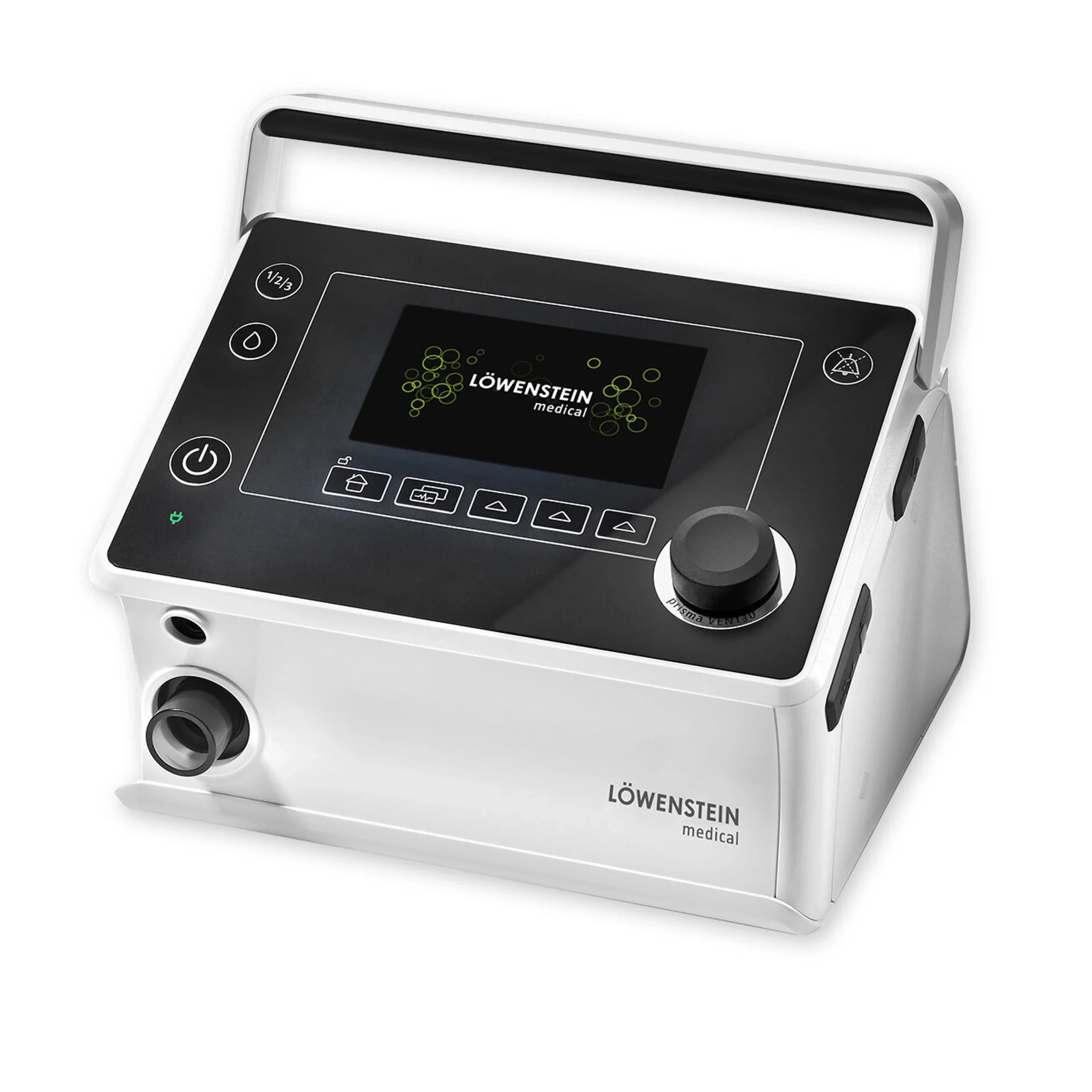 Löwenstein prisma VENT 30-C non-invasive ventilator — white unit with carry handle, colour display and control dial